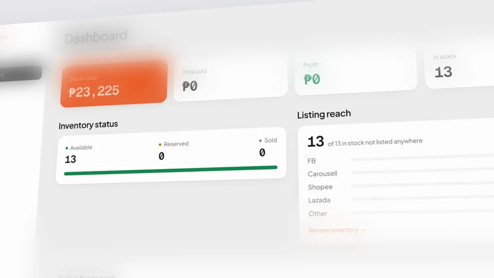 Partsbin live inventory and AI listing workspace
