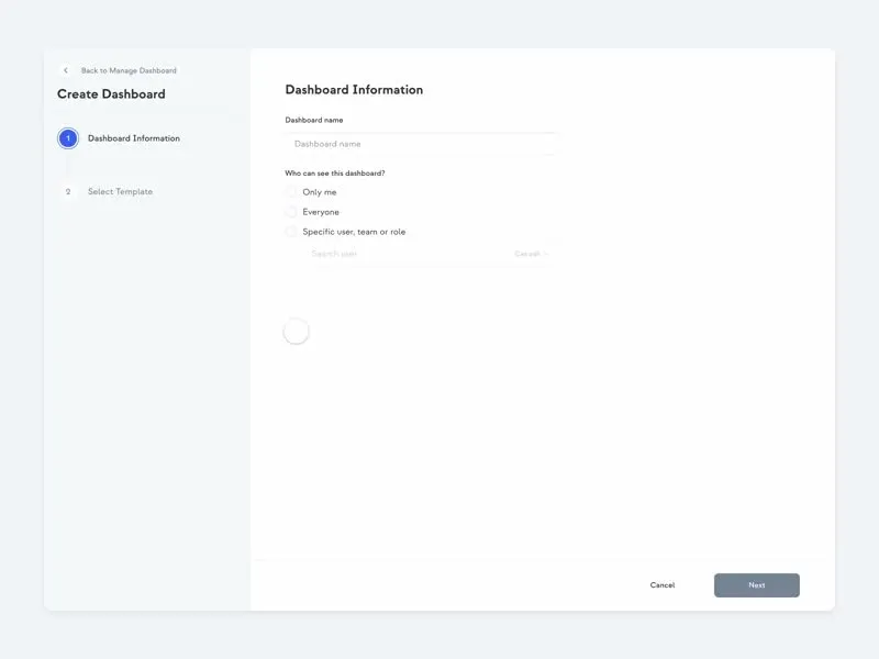 Dashboard create wizard