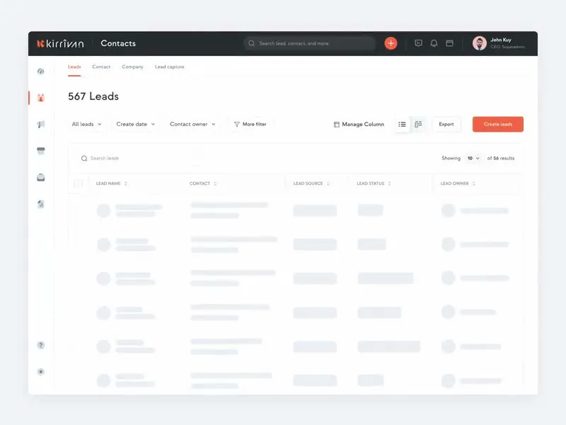 Leads list